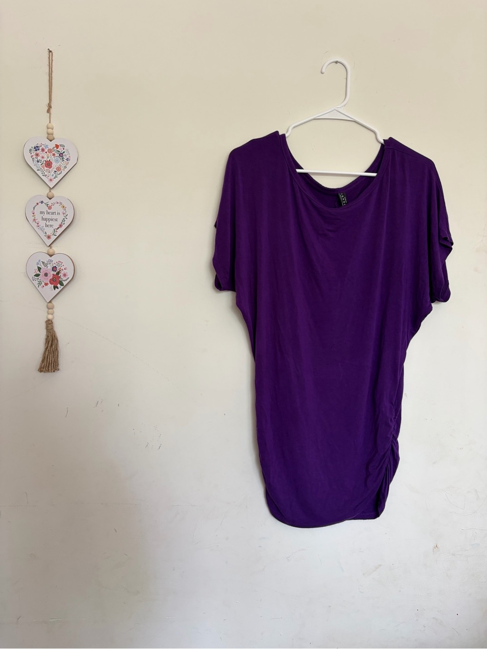 Made By Johnny S Ruched Sides Deep Purple Royal Short Sleeve Women’s S Modal
